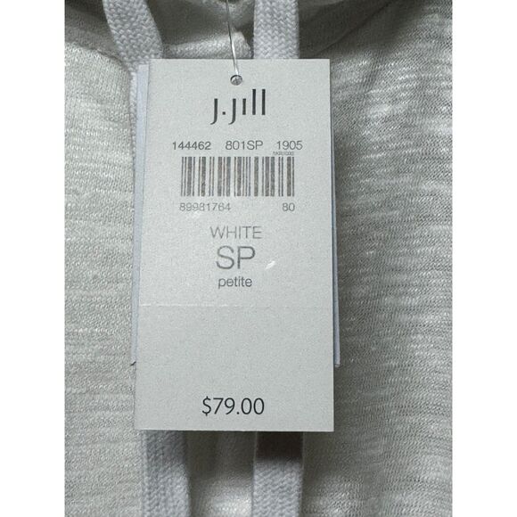 NWT - J. JILL Linen/Cotton Button Front Hooded Tunic Pockets White, Sz SP - Picture 7 of 9